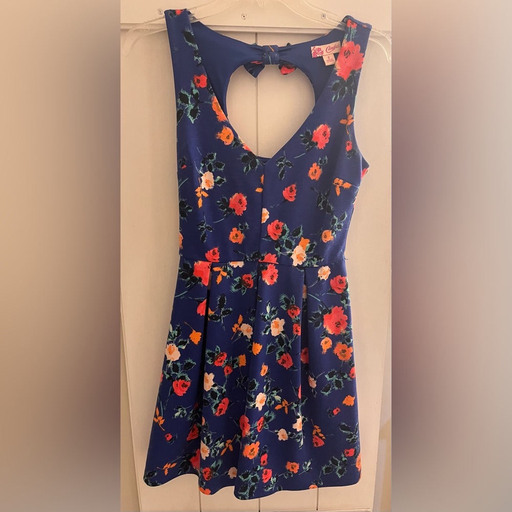 Candie's Navy Dress with Coral Floral Print size small
